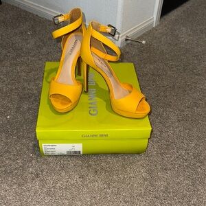 Gianni Bini Yellow Peep-Toe Heels